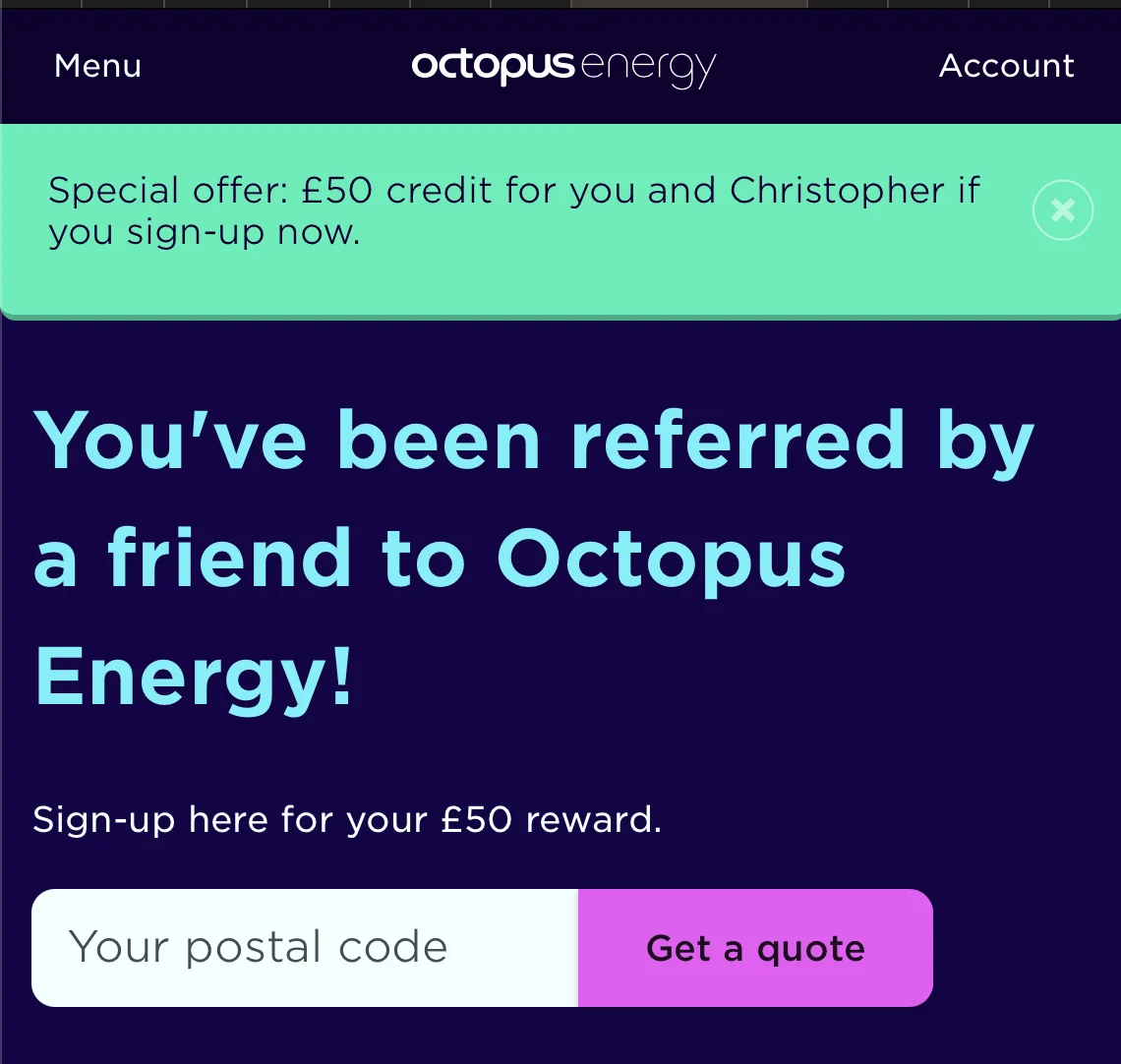 Octopus Energy Sign Up